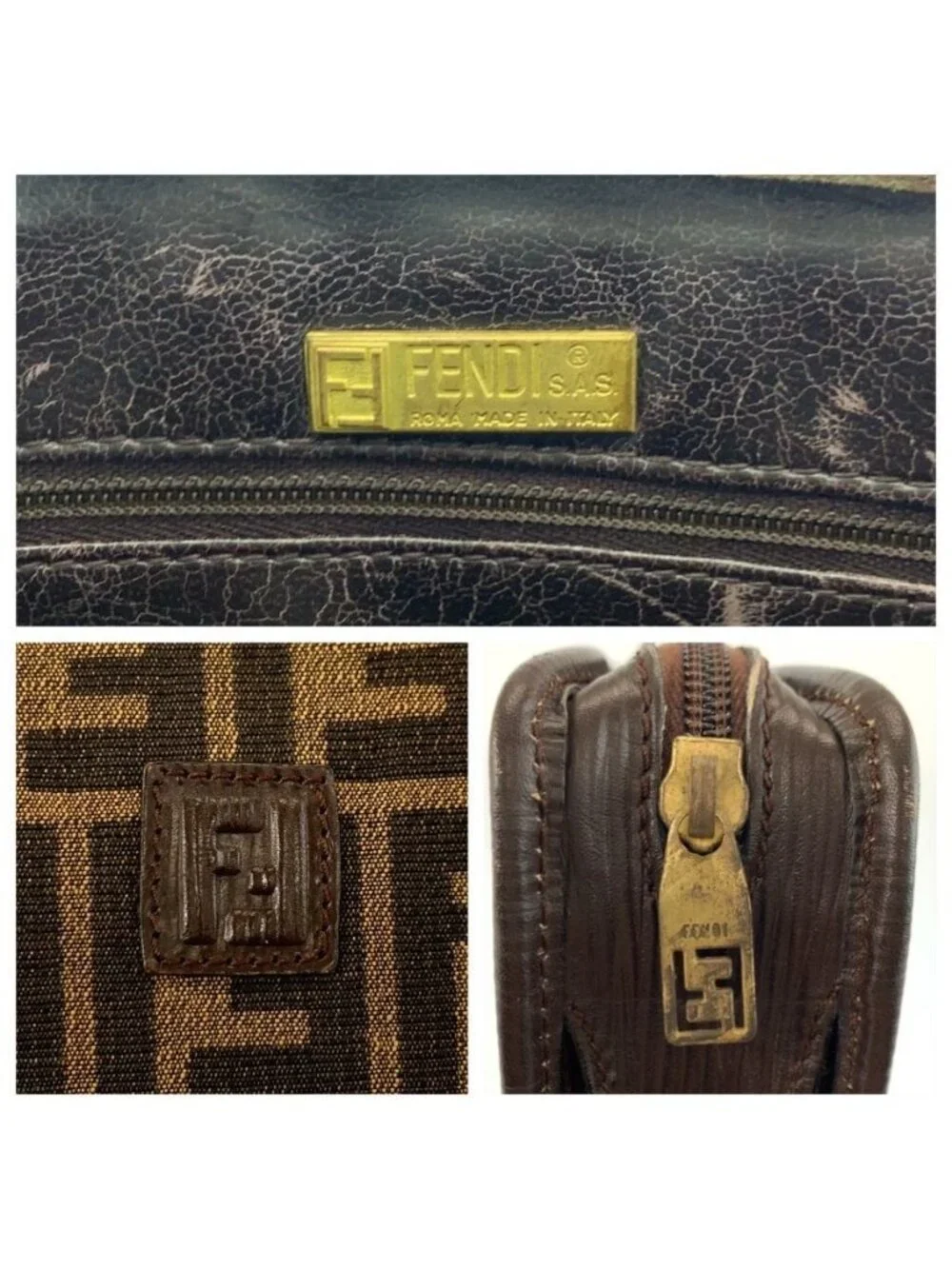 Fendi Vintage Zucca Brown Canvas Clutch Bag